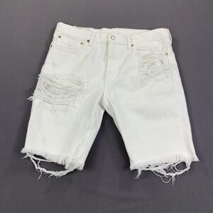 Levi's Shorts Mens 36 White 511 Slim Cut-Off Distressed Denim Raw Hem 36555-0175